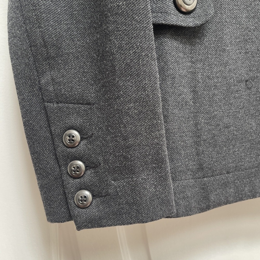 CABI Size S Crew Blazer Ponte Knit Charcoal Button Up Blazer Jacket Trim #3030 - Picture 3 of 10